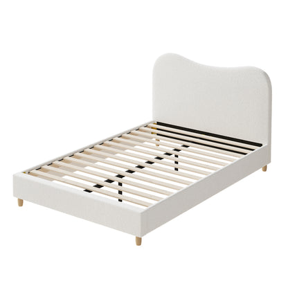 Lila Boucle Cloud Headboard Bed - Double