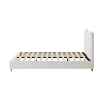 Lila Boucle Cloud Headboard Bed - Double