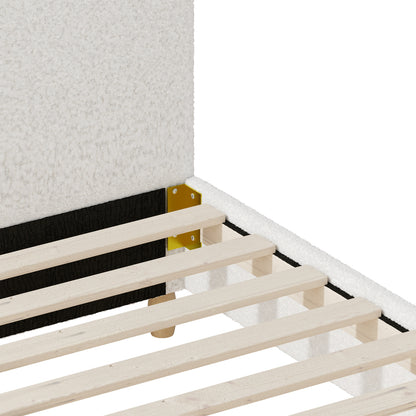 Lila Boucle Cloud Headboard Bed - Double