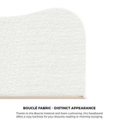 Lila Boucle Cloud Headboard Bed - Double