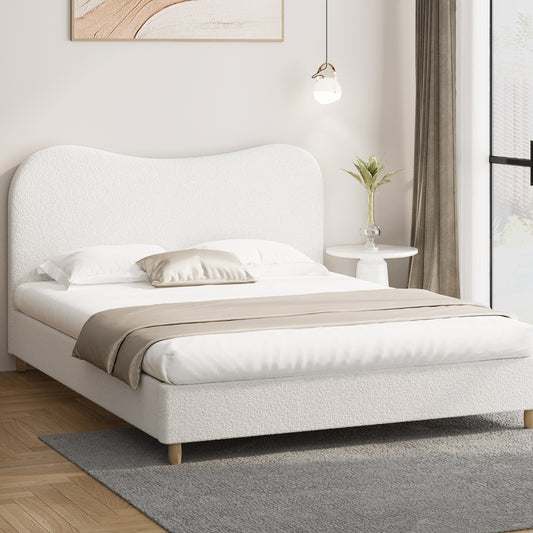 Lila Boucle Cloud Headboard Bed - King