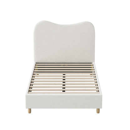 Lila Boucle Cloud Headboard Bed - King Single