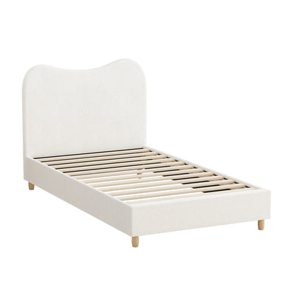 Lila Boucle Cloud Headboard Bed - Single