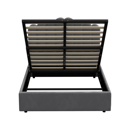 Grey Ellora Velvet Gas Lift Bed - Double