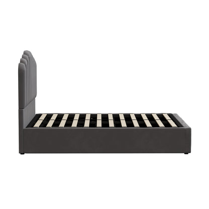 Grey Ellora Velvet Gas Lift Bed - Double