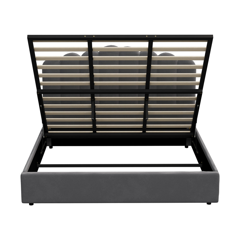 Grey Ellora Velvet Gas Lift Bed - King
