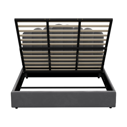 Grey Ellora Velvet Gas Lift Bed - King