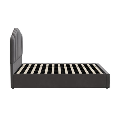 Grey Ellora Velvet Gas Lift Bed - King