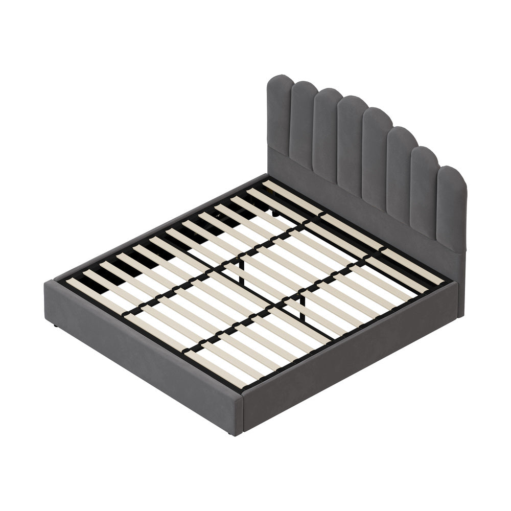 Grey Ellora Velvet Gas Lift Bed - King