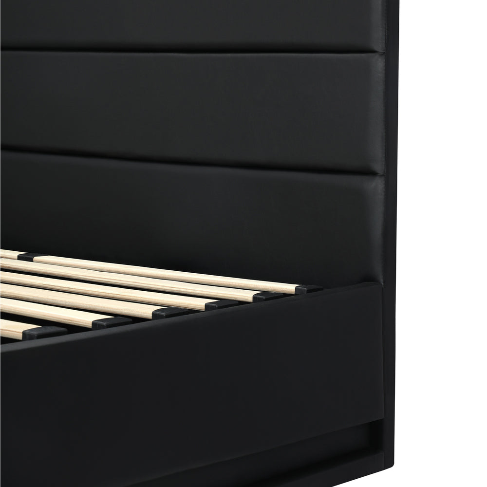 Nate Faux Leather Gas Lift Bed with LED - Double