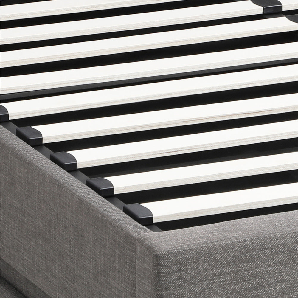 Nate Grey Gas Lift Storage Bed with LED - Double