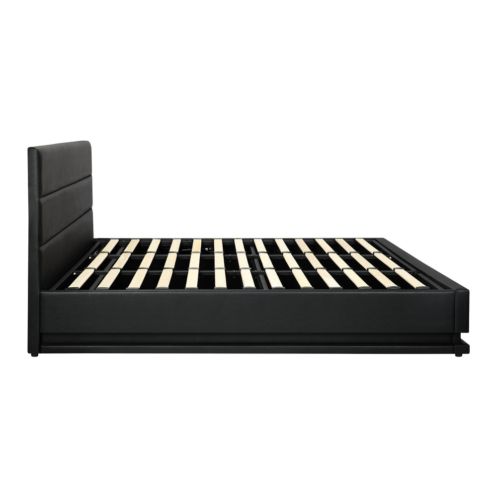 Nate Faux Leather Gas Lift Bed with LED - King