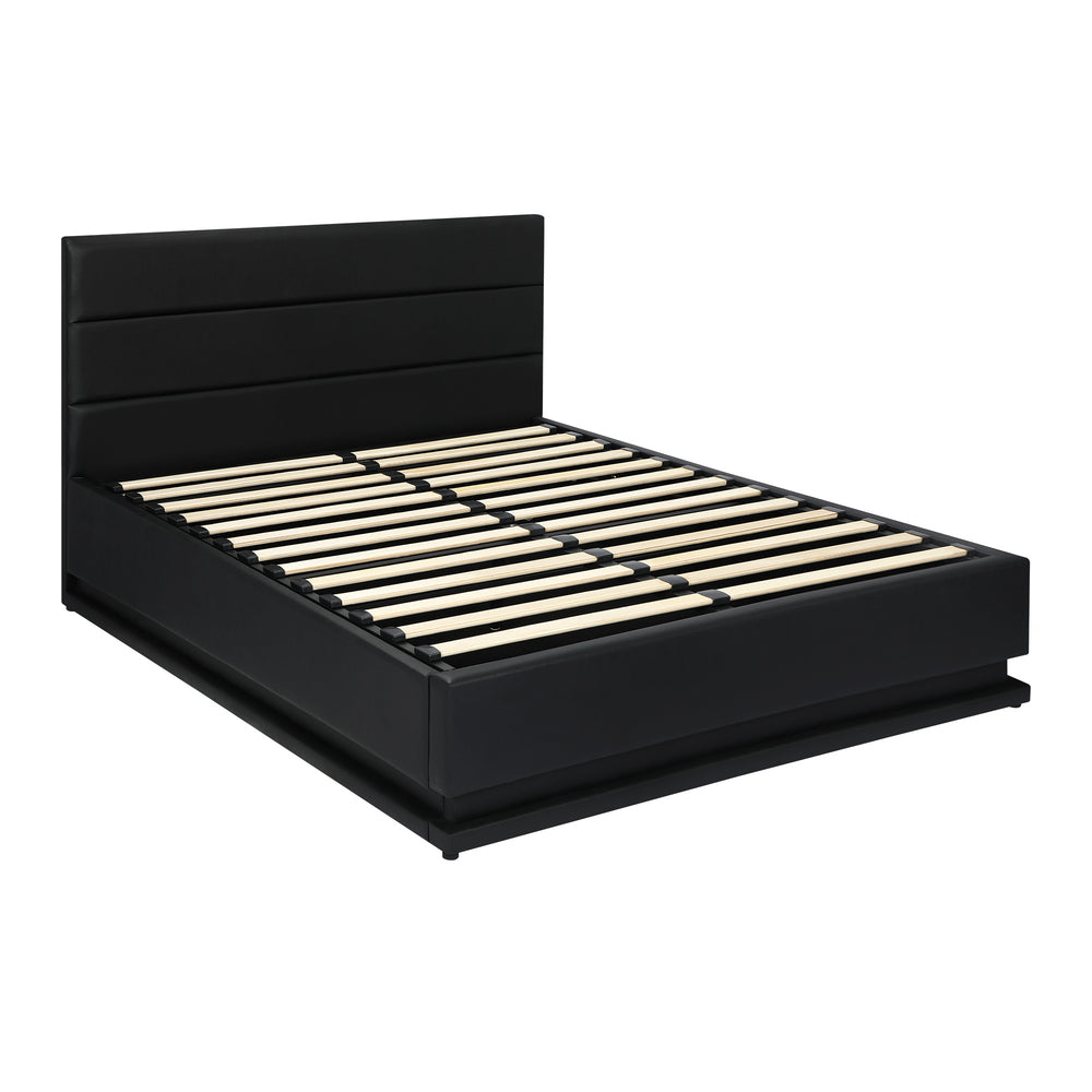 Nate Faux Leather Gas Lift Bed with LED - Queen