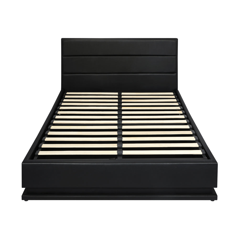 Nate Faux Leather Gas Lift Bed with LED - Queen