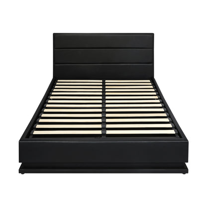 Nate Faux Leather Gas Lift Bed with LED - Queen
