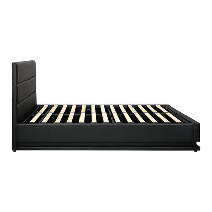 Nate Faux Leather Gas Lift Bed with LED - Queen