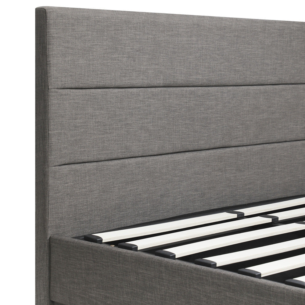 Nate Grey Gas Lift Storage Bed with LED - Queen