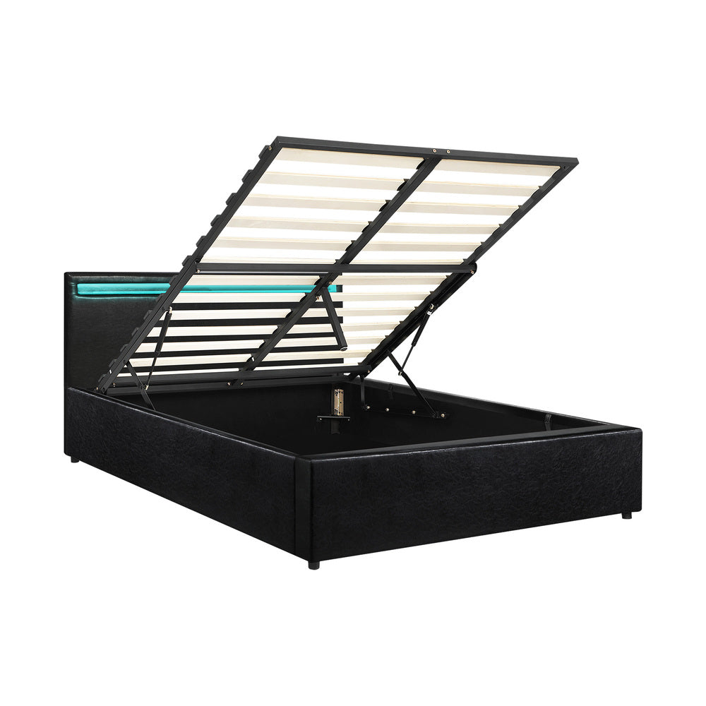 Black Colson LED Gas Lift Storage Bed - Double