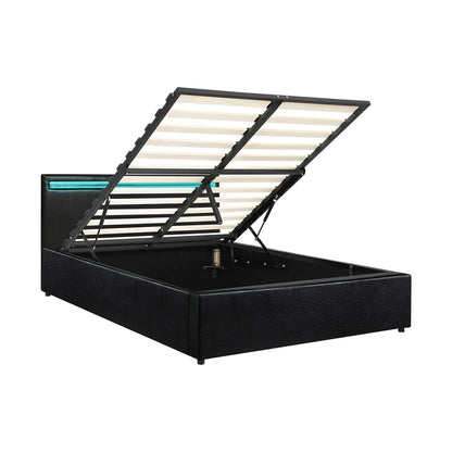 Black Colson LED Gas Lift Storage Bed - Double