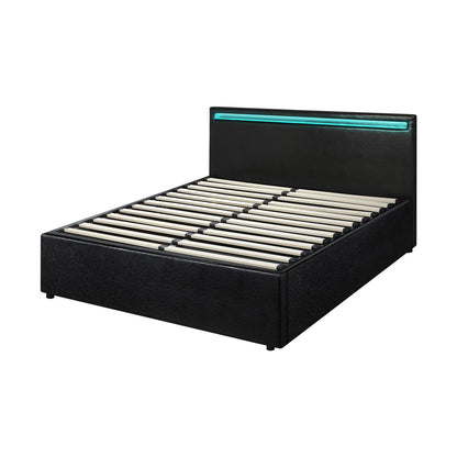Black Colson LED Gas Lift Storage Bed - Double
