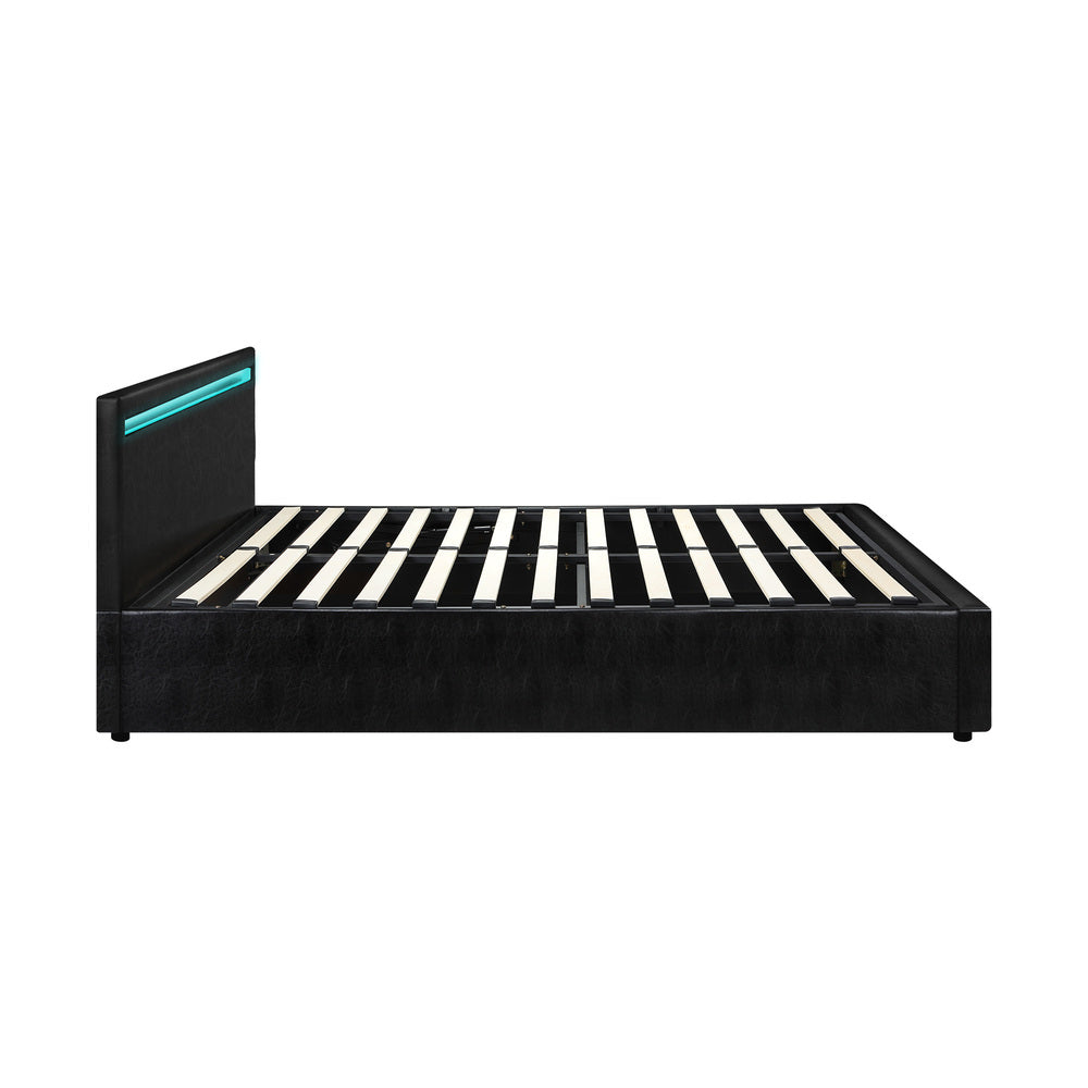 Black Colson LED Gas Lift Storage Bed - Double