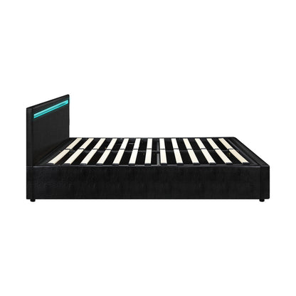 Black Colson LED Gas Lift Storage Bed - Double