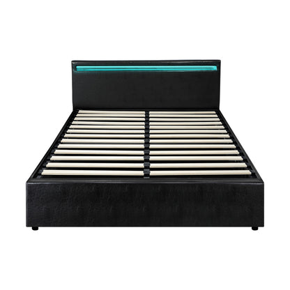 Black Colson LED Gas Lift Storage Bed - Double