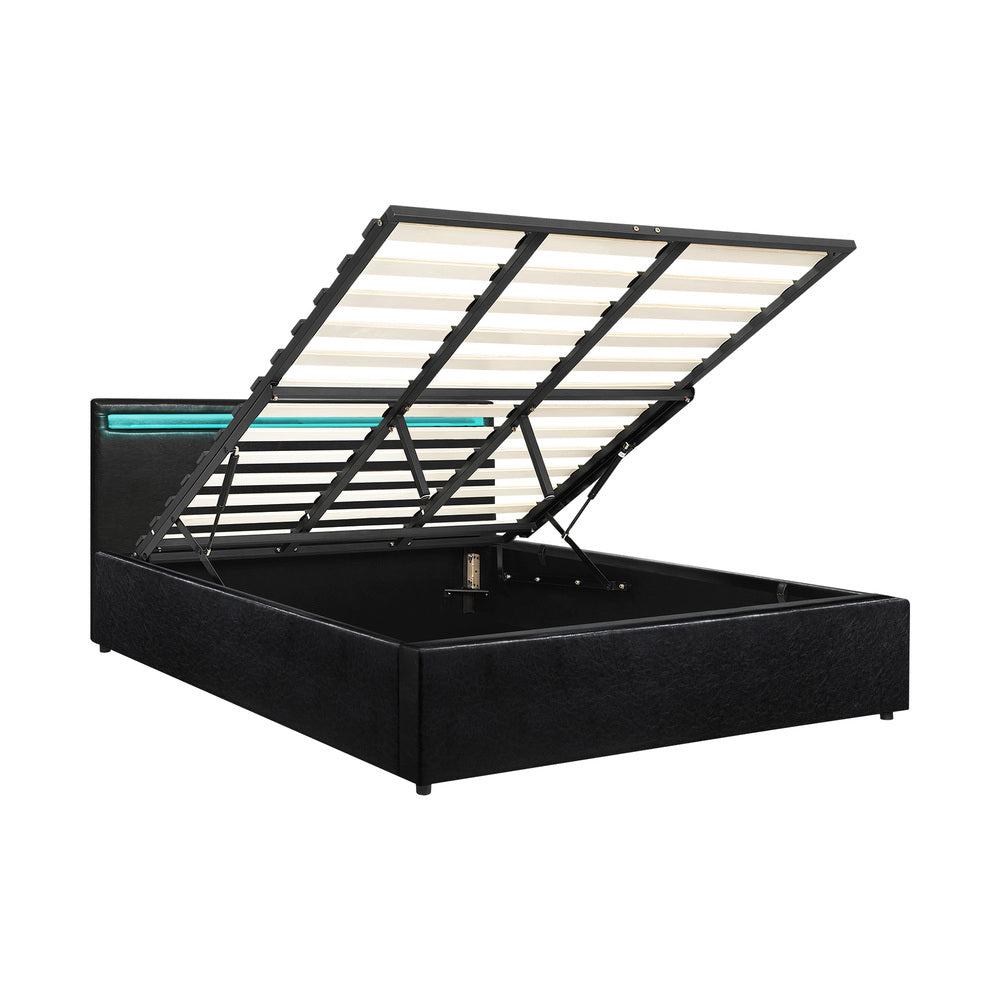 Black Colson LED Gas Lift Storage Bed - King