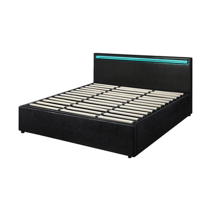 Black Colson LED Gas Lift Storage Bed - King