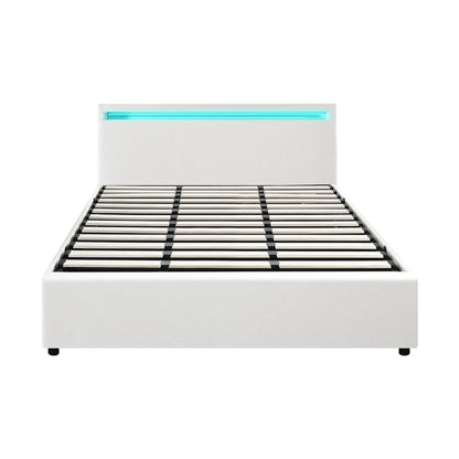 White Colson LED Gas Lift Storage Bed - King