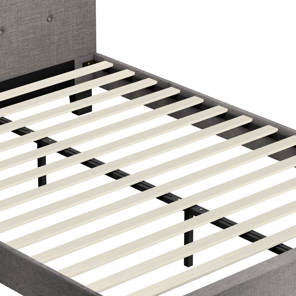 Grey Quiton Upholstered Bed Frame - Double