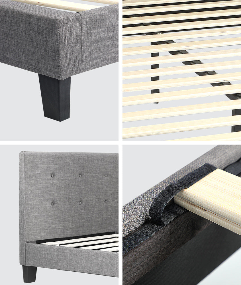 Grey Quiton Upholstered Bed Frame - Double