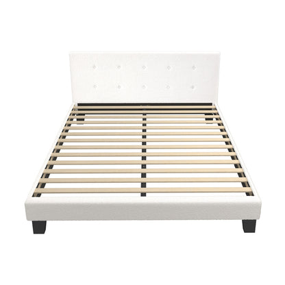 White Quiton Boucle Platform Bed - Double