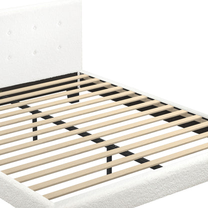 White Quiton Boucle Platform Bed - Double