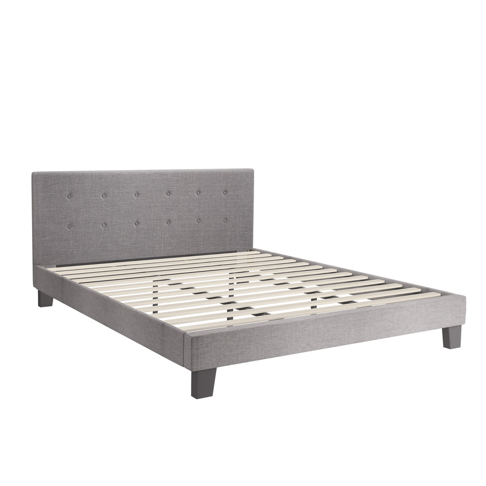 Grey Quiton Upholstered Bed Frame - King