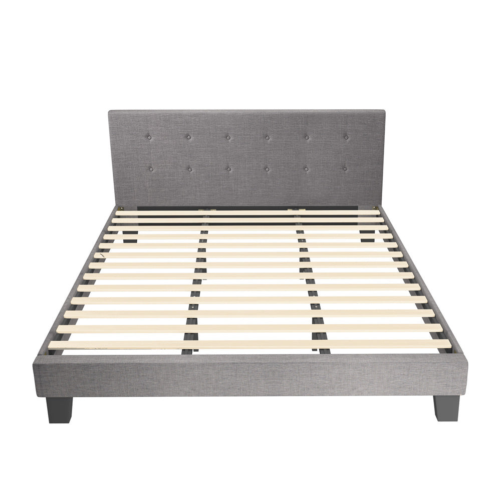 Grey Quiton Upholstered Bed Frame - King