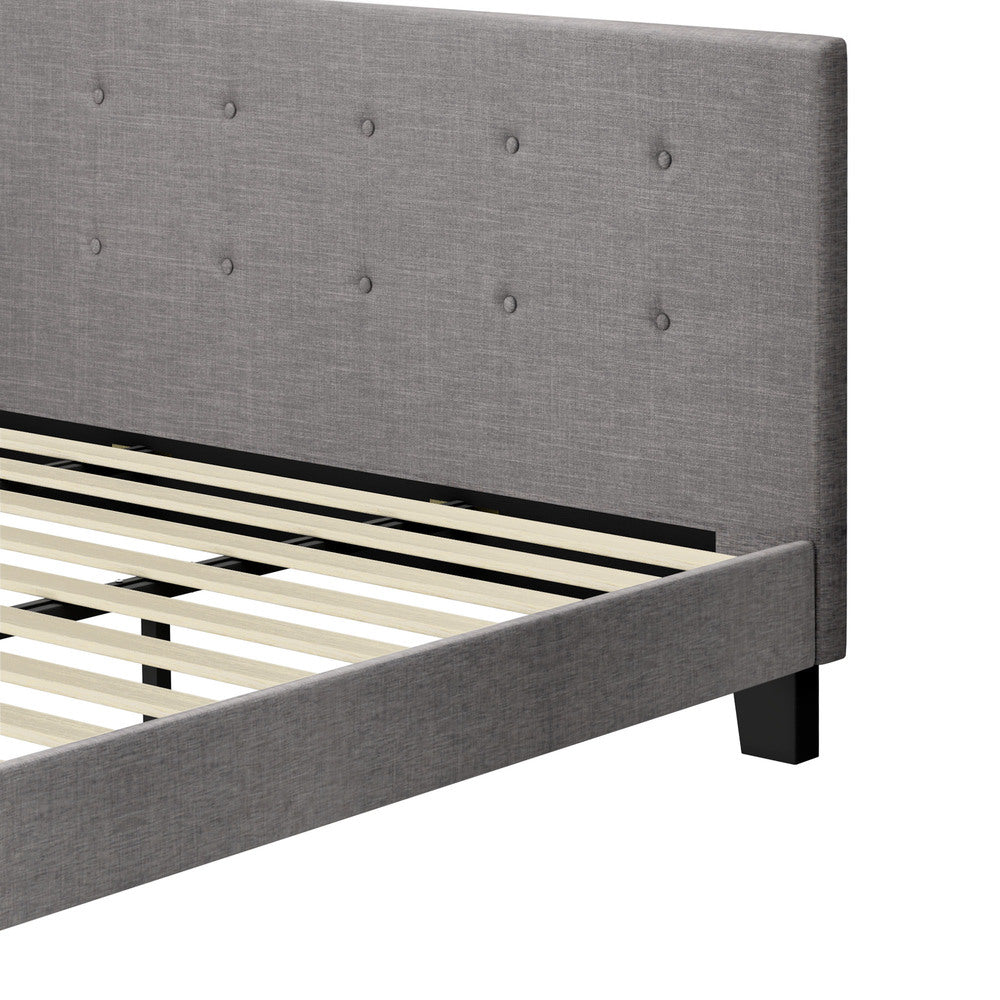 Grey Quiton Upholstered Bed Frame - King
