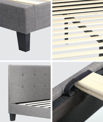 Grey Quiton Upholstered Bed Frame - King