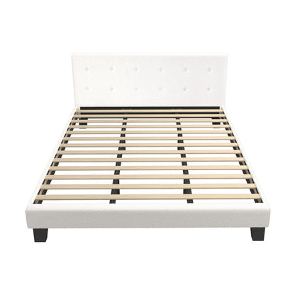 White Quiton Boucle Platform Bed - King