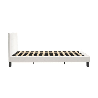 White Quiton Boucle Platform Bed - King