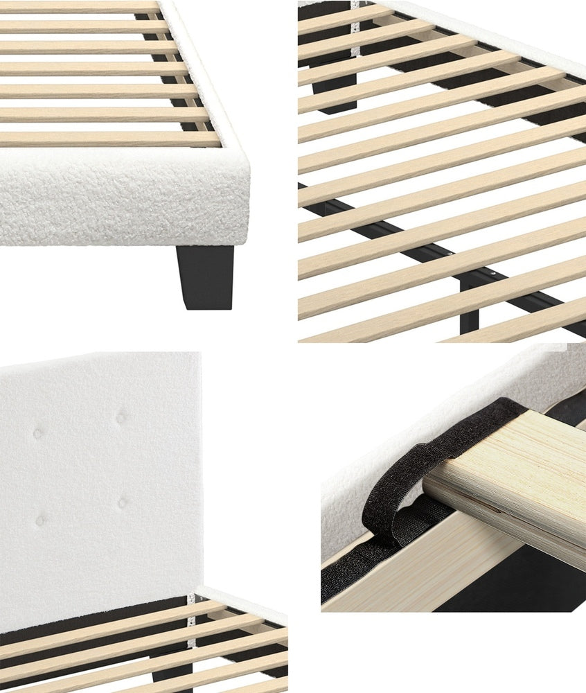 White Quiton Boucle Platform Bed - King