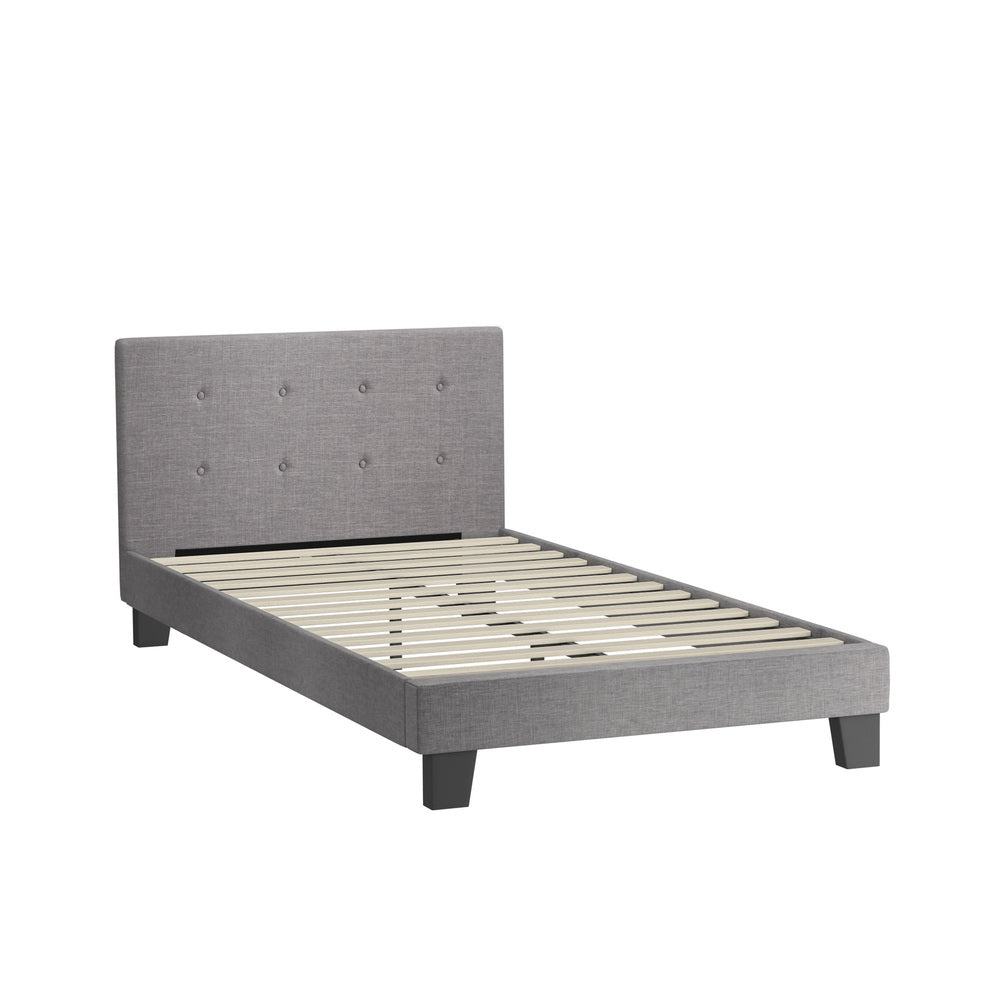 Grey Quiton Upholstered Bed Frame - King Single