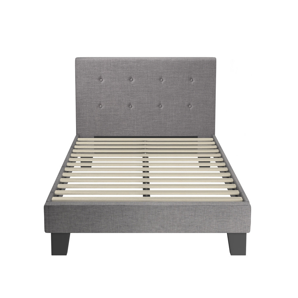 Grey Quiton Upholstered Bed Frame - King Single