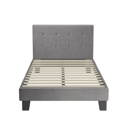 Grey Quiton Upholstered Bed Frame - King Single