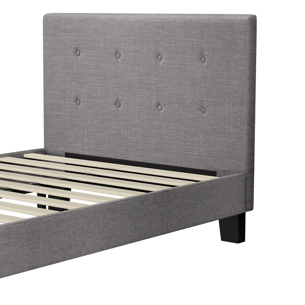 Grey Quiton Upholstered Bed Frame - King Single