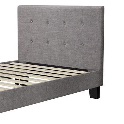 Grey Quiton Upholstered Bed Frame - King Single