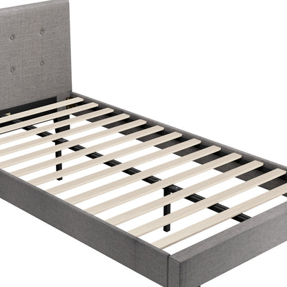 Grey Quiton Upholstered Bed Frame - King Single