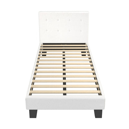 White Quiton Boucle Platform Bed - King Single
