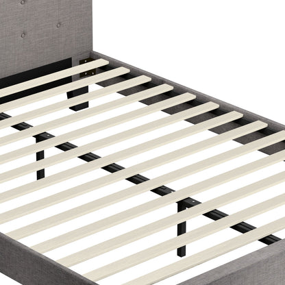 Grey Quiton Upholstered Bed Frame - Queen