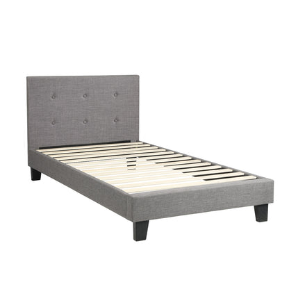 Grey Quiton Upholstered Bed Frame - Single